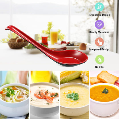 12 Pcs Asian Soup Spoons Hook Soba Noodle Ramen Spoon Chinese Won Ton Soup Asian tableware for Home Kitchen V1258-DP02-B-259