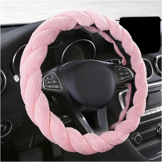 Fluffy Car Steering Wheel Cover, 15 Inches Anti-Slip Round Fuzzy Winter Steering Wheel Protector, Soft Warm V1258-DP02-B-2593