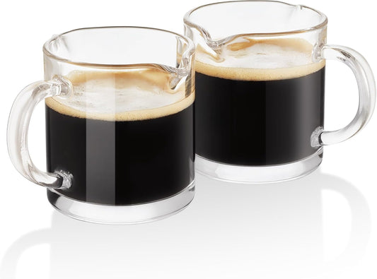 Ackers Shot Glasses Espresso Parts 4.5OZ Double Spouts Milk Cup Clear Glass (Pack of 2) V1258-DP02-B-26