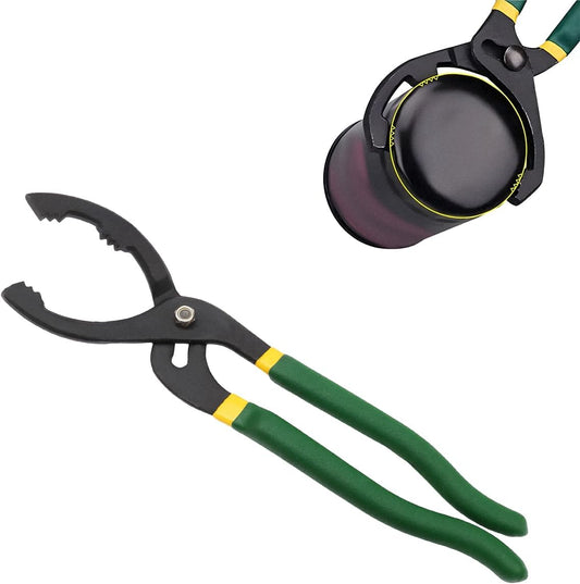 12" Adjustable Oil Filter Pliers, Automotive Oil Filter Removal Tools with Long Handle, Universal Oil Filter V1258-DP02-B-2603