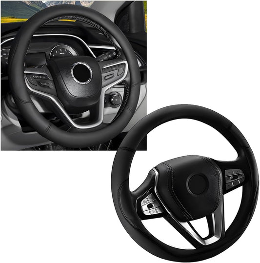 Car Steering Wheel Cover, Premium Leather Steering Wheel Protector with Anti-Slip Lining, Universal 15" Soft V1258-DP02-B-2604