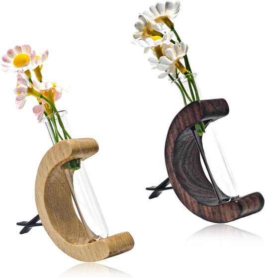 2 PCS Car Vase Vent Clips, Wooden Auto Glass Tube Vase Clips for Air Vent Ornament, Charm Automotive Flower V1258-DP02-B-2610