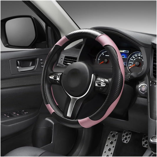 Car Steering Wheel Cover, 15 Inch Carbon Fiber Leather Anti-Slip Steering Wheel Protective Cover, Breathable V1258-DP02-B-2620