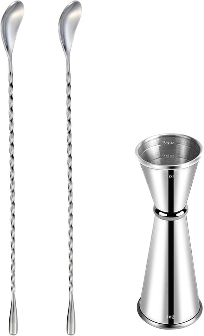 Mixing Spoon and Jigger for Bartending Stainless Steel Home Bar Tool for Making Delicious Cocktails Drinks V1258-DP02-B-264