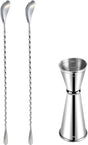 Mixing Spoon and Jigger for Bartending Stainless Steel Home Bar Tool for Making Delicious Cocktails Drinks V1258-DP02-B-264
