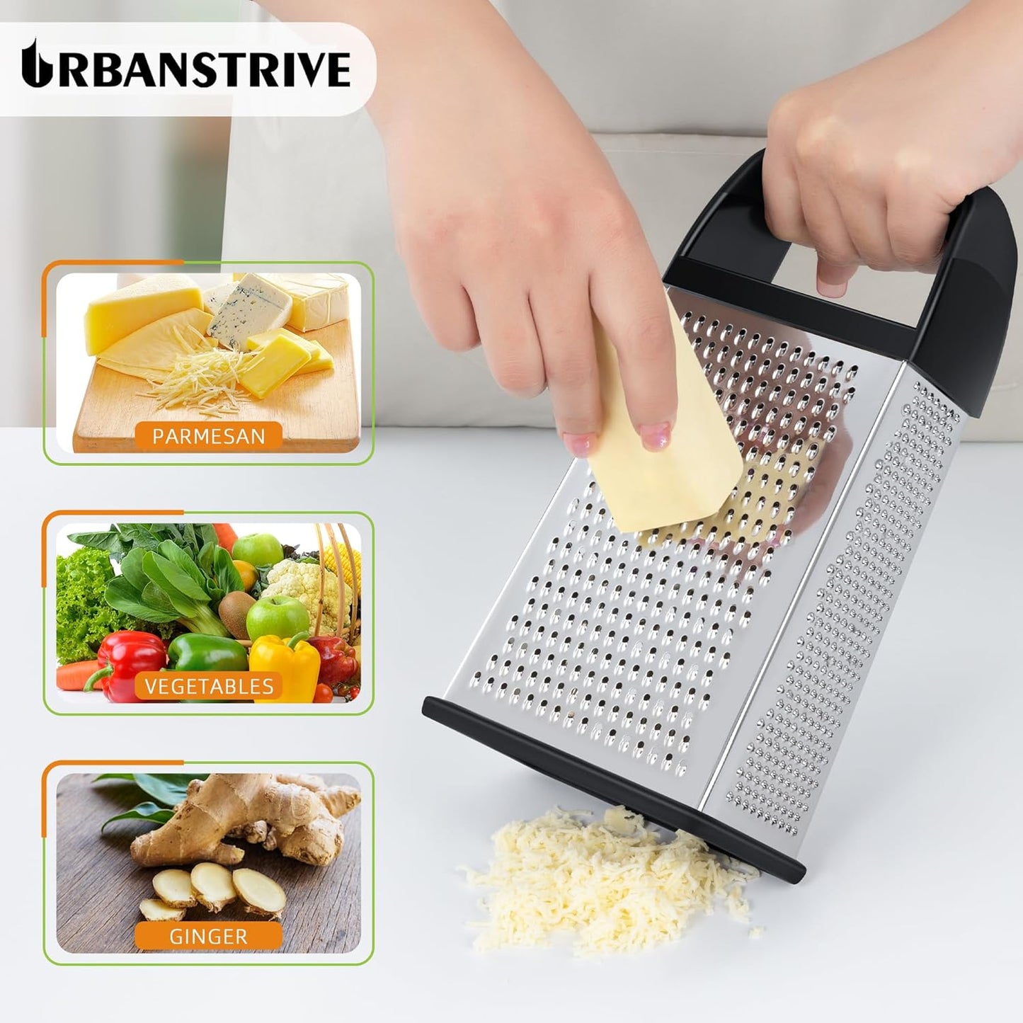 Cheese Grater With Container Box Grater Stainless Steel Graters for Kitchen Cheese Shredder Parmesan Shredder V1258-DP02-B-265