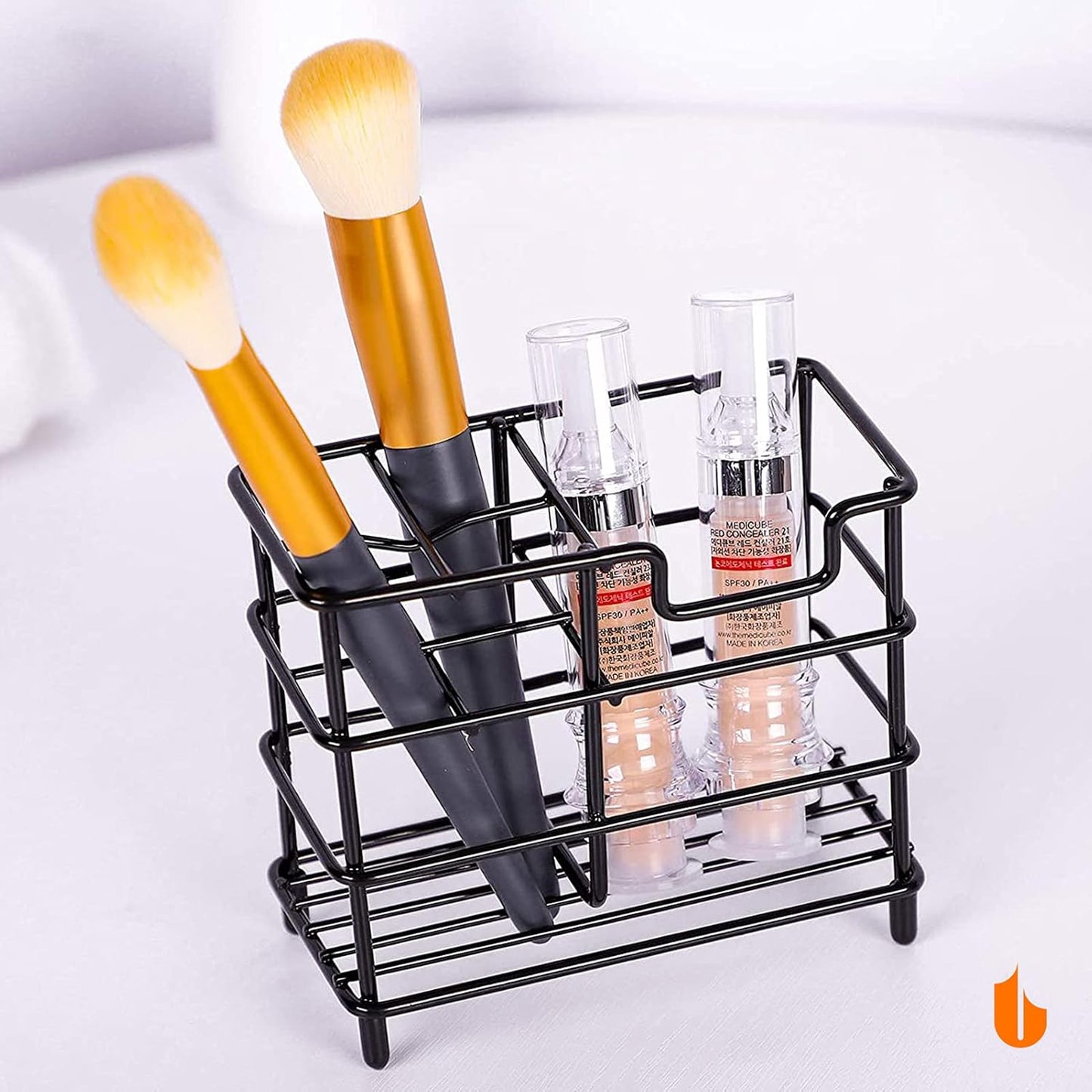 304 Stainless Steel Bathroom Toothbrush Holder Toothpaste Holder Stand Bathroom Accessories Organizer (Black, V1258-DP02-B-266
