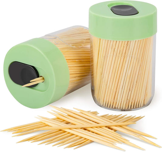 Sturdy Safe Toothpick Holder with 800 Natural Wood Toothpicks for Teeth Cleaning, Unique Home Design V1258-DP02-B-267