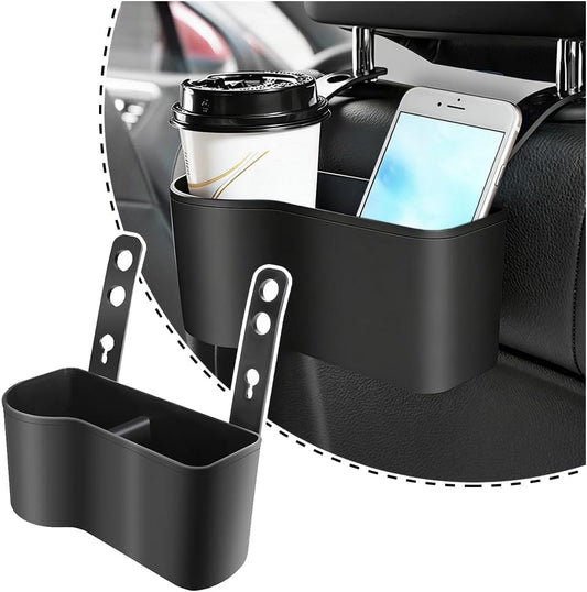 2 in 1 Car Seat Back Organizer with 3.2" Cup Holder,Multifunction Car Headrest Seat Back Organizer for Drink V1258-DP02-B-2685