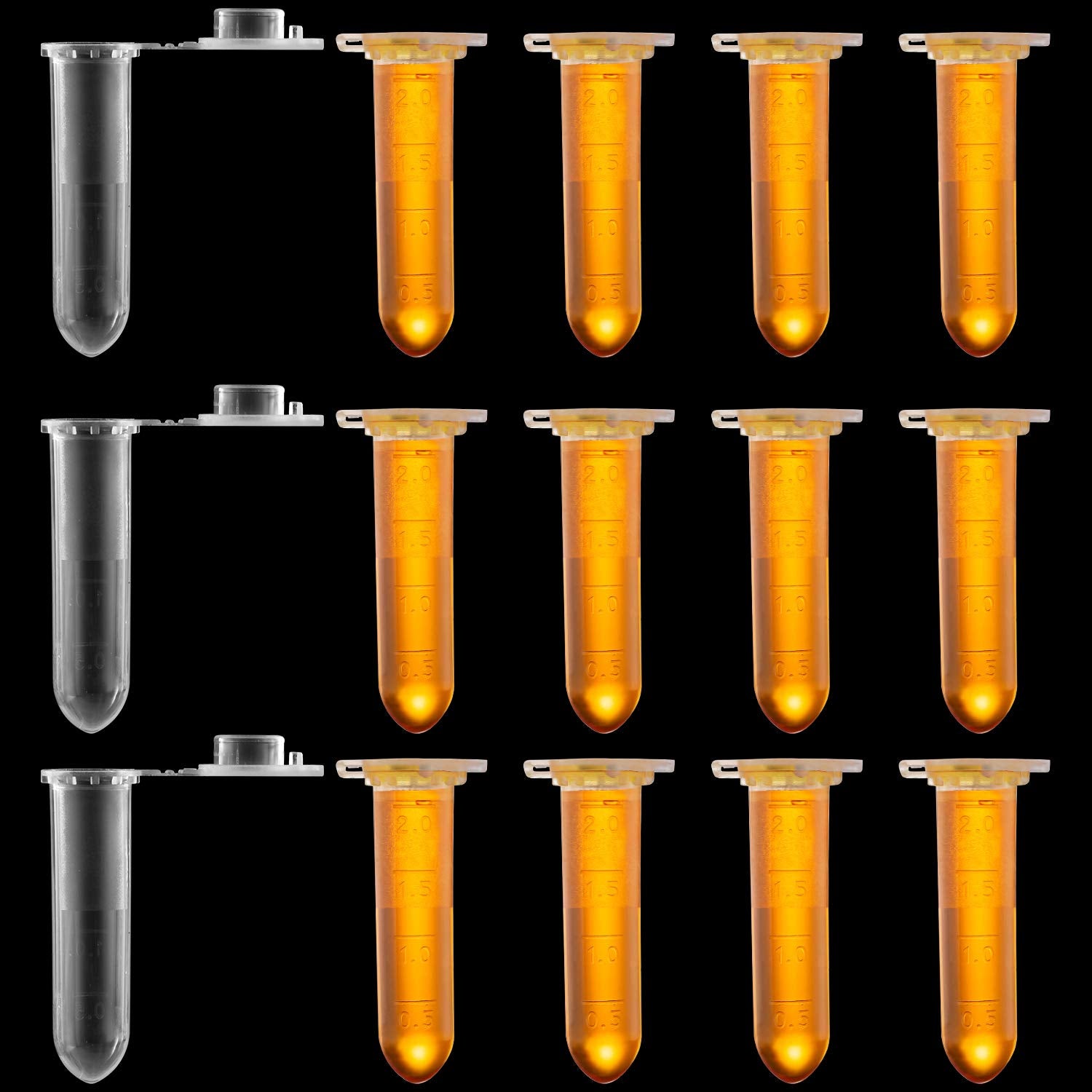 Ackers Science 250Pcs 2.0ml Polypropylene Graduated Microcentrifuge Tubes with Snap Cap,Natural V1258-DP02-B-27