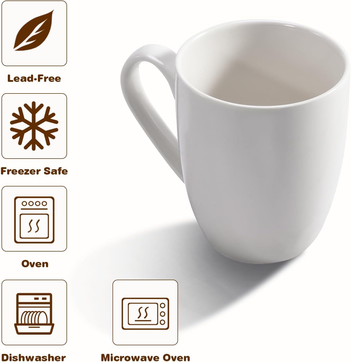 16 oz Large Coffee Mug with Handle Tea Cup Novelty Coffee Cup Idea Gift for Men Women Office Work, White V1258-DP02-B-270