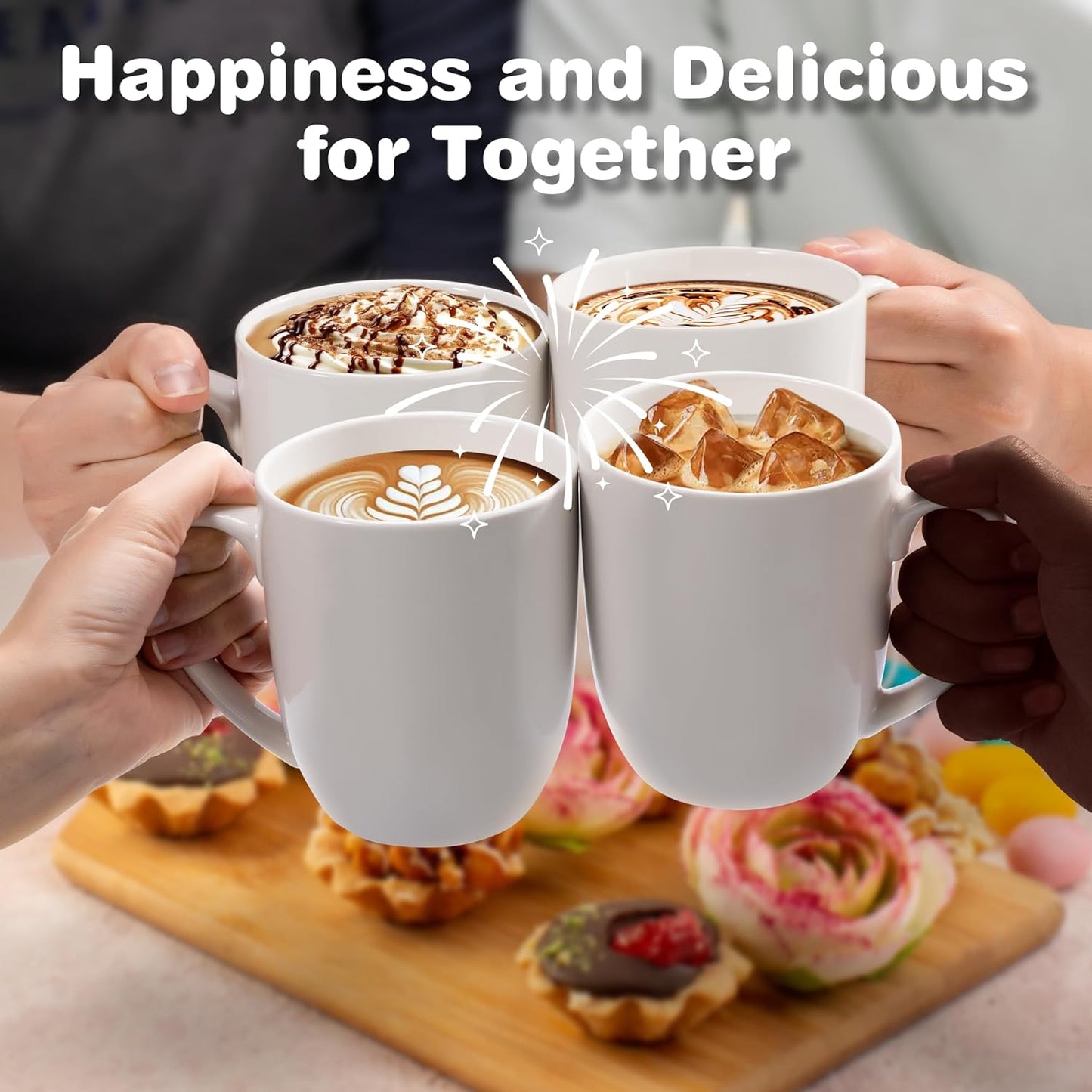 16 oz Large Coffee Mug with Handle Tea Cup Novelty Coffee Cup Idea Gift for Men Women Office Work, White V1258-DP02-B-270
