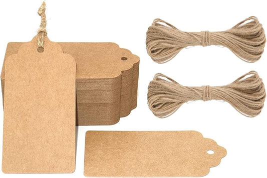 Kraft Paper Gift Tags with String, 100PCS Blank Gift Tags, Christmas Gift Tag, Holiday Hangtags for Gift V1258-DP02-B-2703