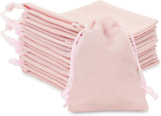 Pink Velvet Jewelry Pouches, 20PCS Small Velvet Gift Bags with Drawstring, Christmas Gift Bags for Wedding V1258-DP02-B-2706