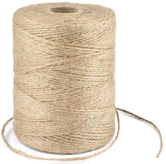 Natural Jute Twine, 1.5MM 984 Feet Gift Wrapping Twine String, 2 Ply Thin Brown Hemp String for DIY Arts & V1258-DP02-B-2710