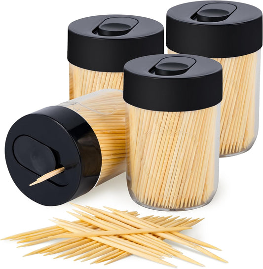 Sturdy Safe Toothpick Holder with 1600 Natural Wood Toothpicks for Teeth Cleaning, Unique Home Design V1258-DP02-B-272