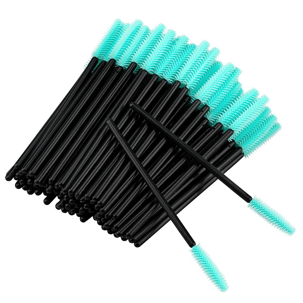 Silicone Eyelash Brushes, 100PCS Black and Green Mascara Brushes, Brow Applicator Wands for Makeup, Personal V1258-DP02-B-2720