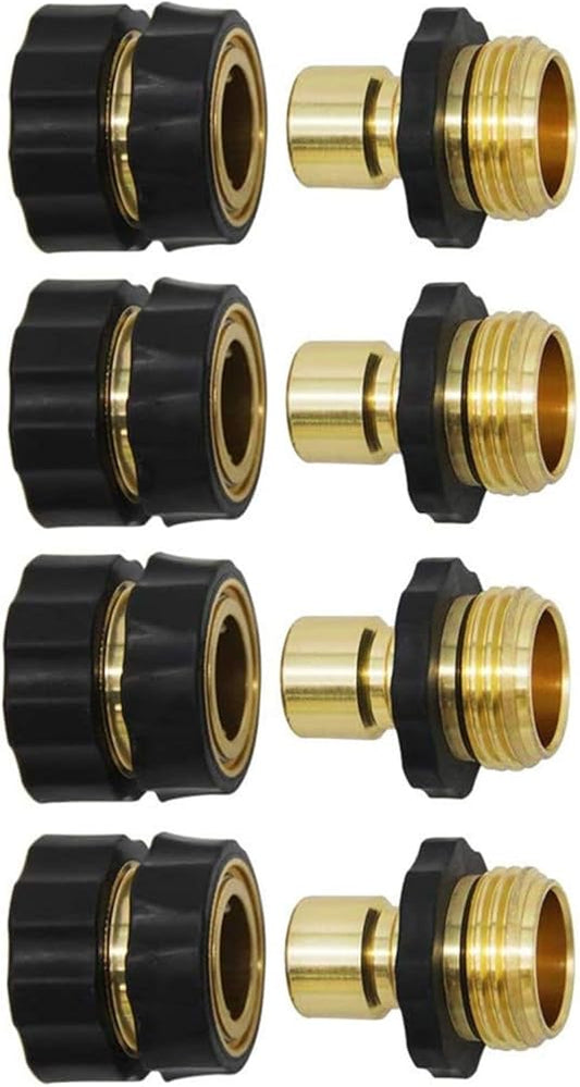 3/4 Inch Garden Hose Fitting Quick Connector Male and Female Set, 4 Set, Garden Hose Adapter, Quick Connect V1258-DP02-B-2729