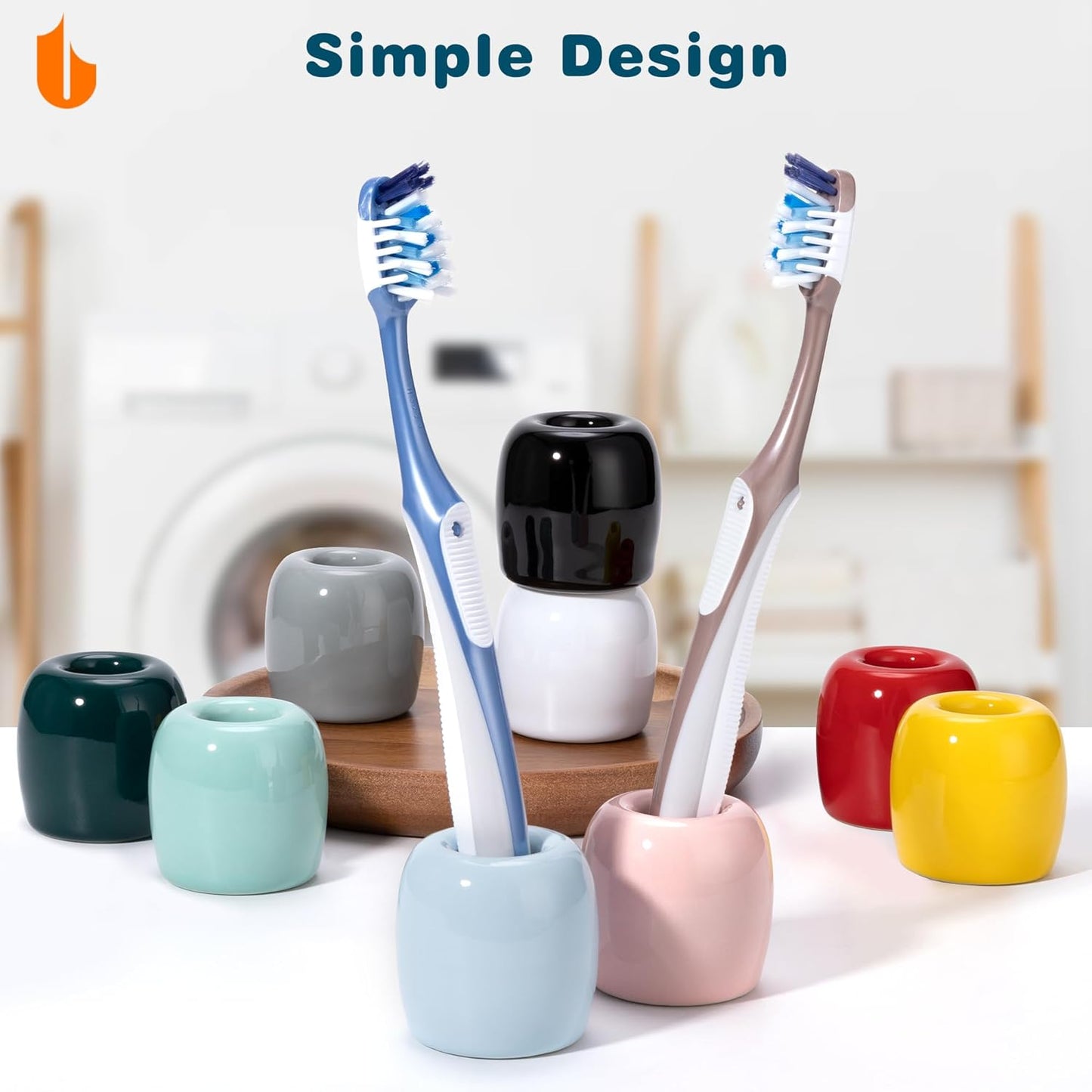 Ceramic Toothbrush Holders for Bathrooms, Sleek Tooth Brush Holder Toothbrush Stand Tooth Brushing Holder, V1258-DP02-B-273