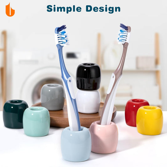 Ceramic Toothbrush Holders for Bathrooms, Sleek Tooth Brush Holder Toothbrush Stand Tooth Brushing Holder, V1258-DP02-B-273
