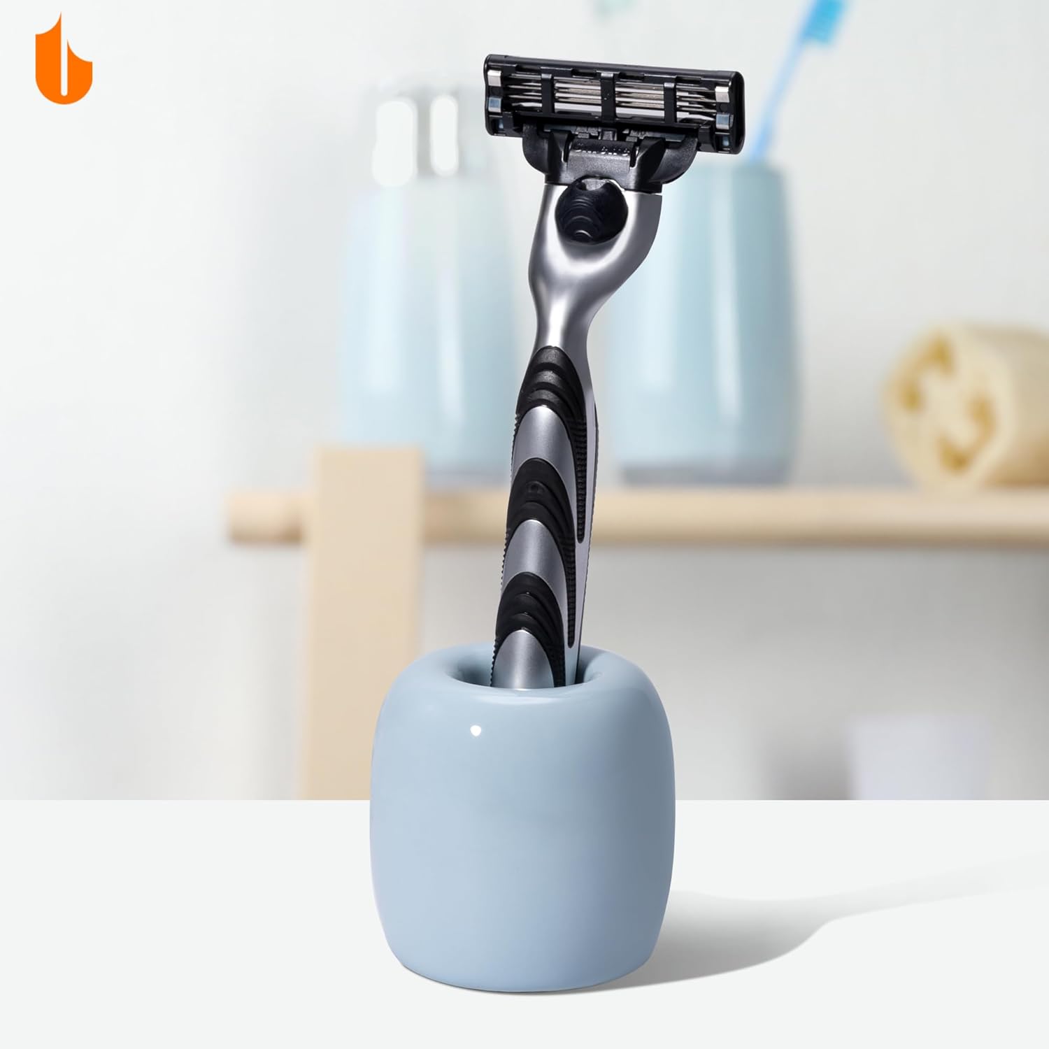 Ceramic Toothbrush Holders for Bathrooms, Sleek Tooth Brush Holder Toothbrush Stand Tooth Brushing Holder, V1258-DP02-B-273