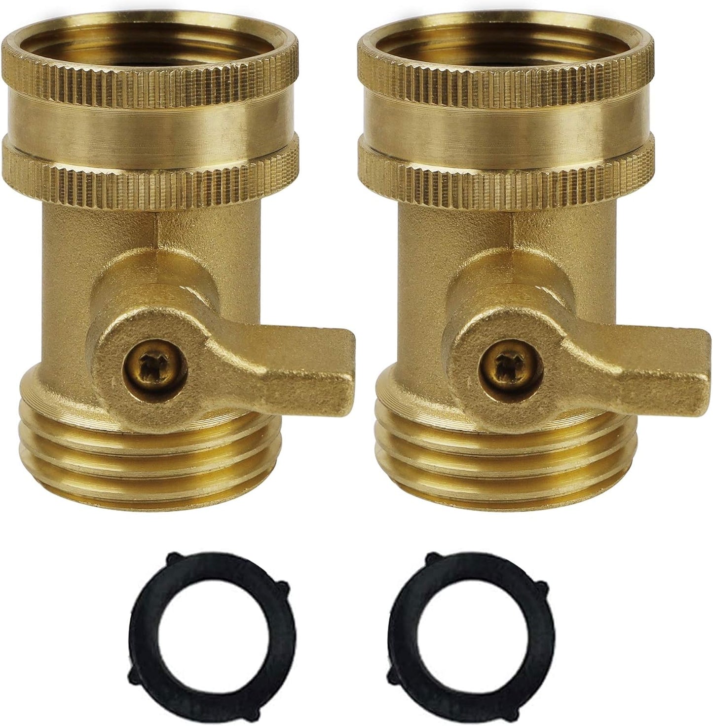 Water Hose Shut Off Valve, 2 Pack Heavy Duty 3/4 Inch Solid Brass Garden Hose Connector, TWIS3003 V1258-DP02-B-2730