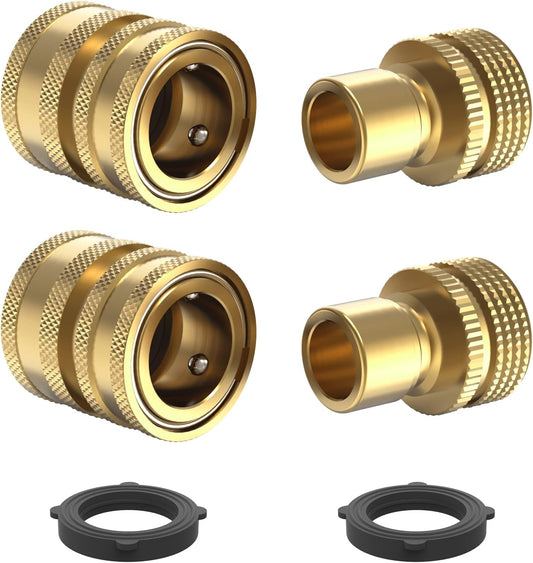 Heavy Duty 3/4 Garden Hose Quick Connect Fittings, Water Lock Splitter, Sink Spigot Connectors, No Leak V1258-DP02-B-2732