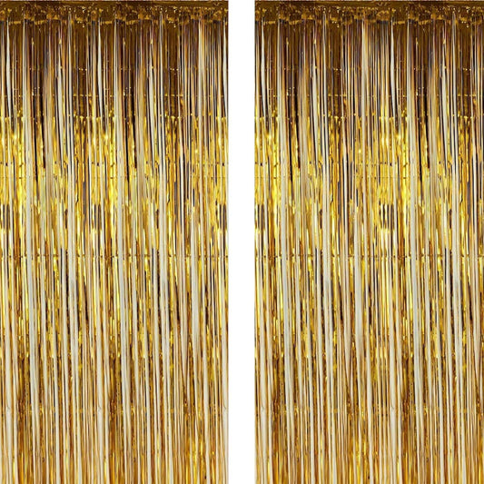 2 Pack Photo Booth Backdrop Metallic Tinsel Foil Fringe Curtains Environmental Background Streamers for V1258-DP02-B-2737
