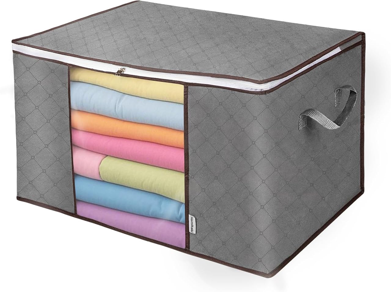 Non-Woven Clothes Storage Bag 90L - Large Capacity Dustproof Organizer with Clear Window for Seasonal Wardrobe V1258-DP02-B-2740