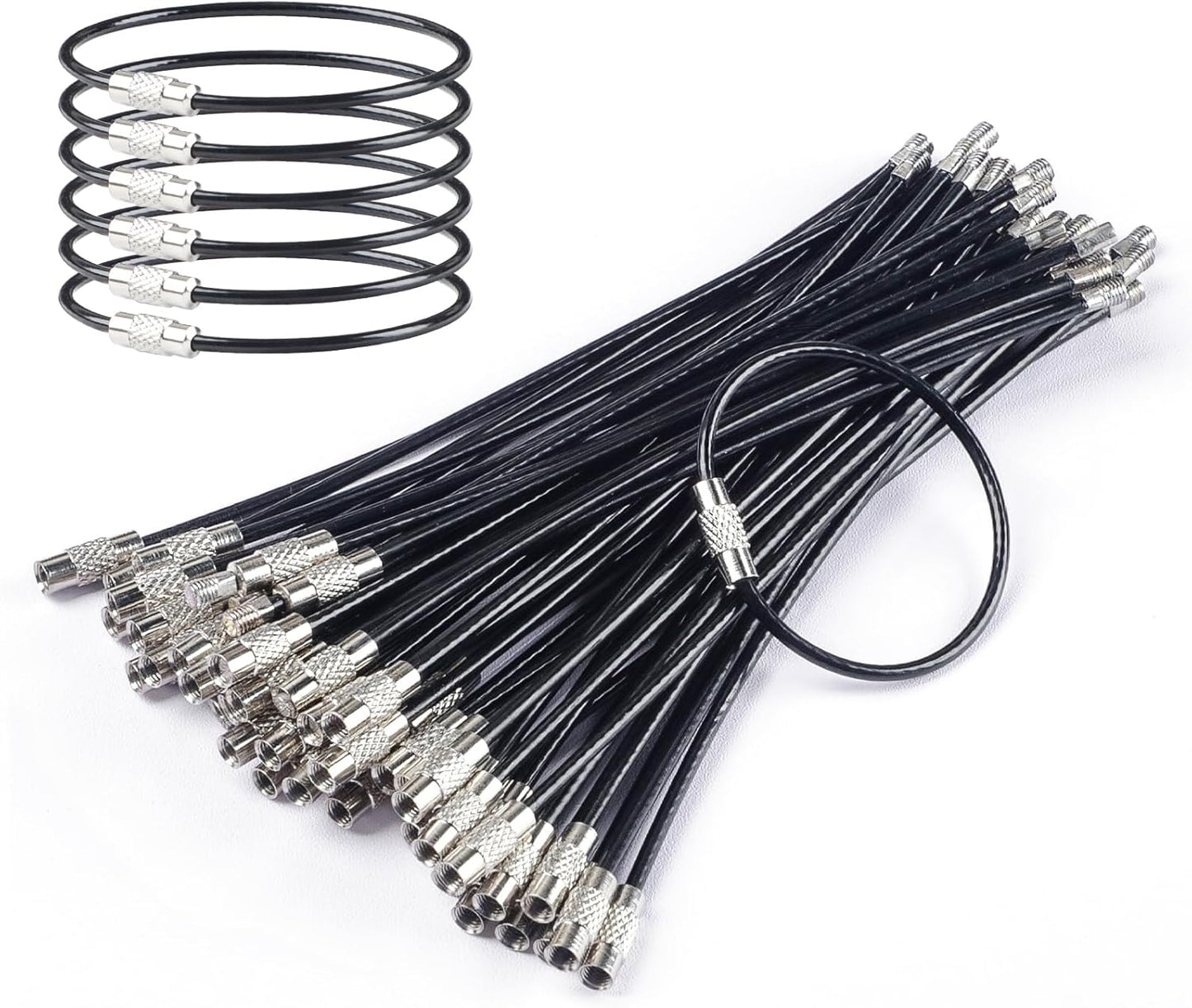 4 Inch Wire Keychain Cable Large Stainless Steel Key Ring Loop Holder for Luggage Tag Keeper for Travel V1258-DP02-B-2745
