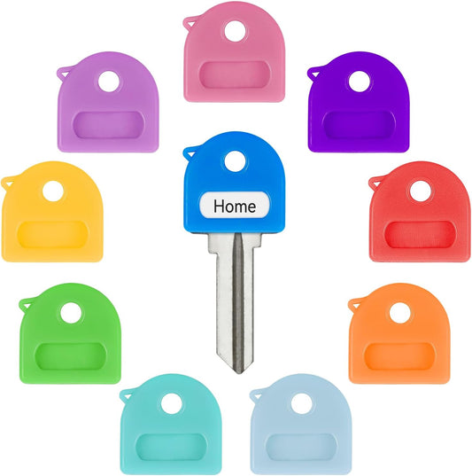10 Pcs Key Covers Caps, 1" Key Identifiers with Labels, Soft Stretchy Key Covers for House Key, Cute Key Head V1258-DP02-B-2749