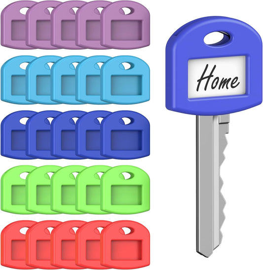 25 Pcs Key Covers Caps, 1" Key Identifiers with Labels, Soft Stretchy Key Covers for House Key, Cute Key Head V1258-DP02-B-2753