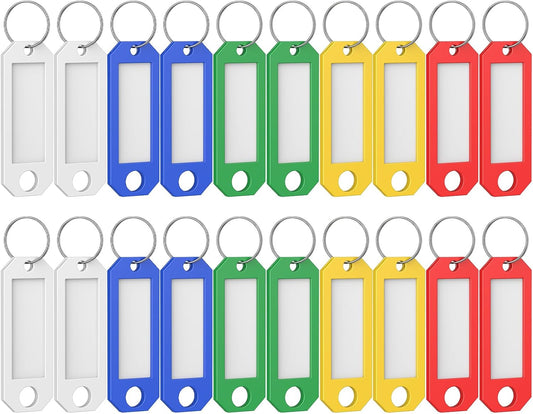 20 Pcs Key Tags, 5 Color Key Tags with Labels, 2.3" x 0.8" Key Labels for Keychain, Plastic Key Identifiers V1258-DP02-B-2754