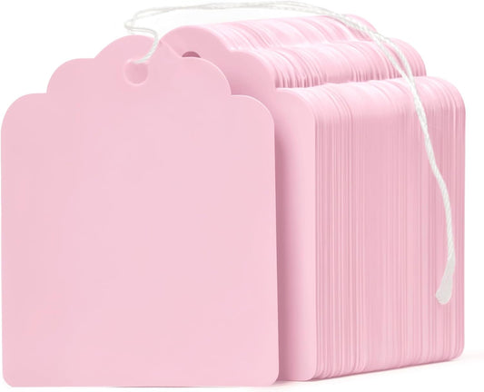 200 Pcs Price Tags with String Attached 1.8 Inch Writable Pink Hang Tag String Tags for Pricing Clothing V1258-DP02-B-2765