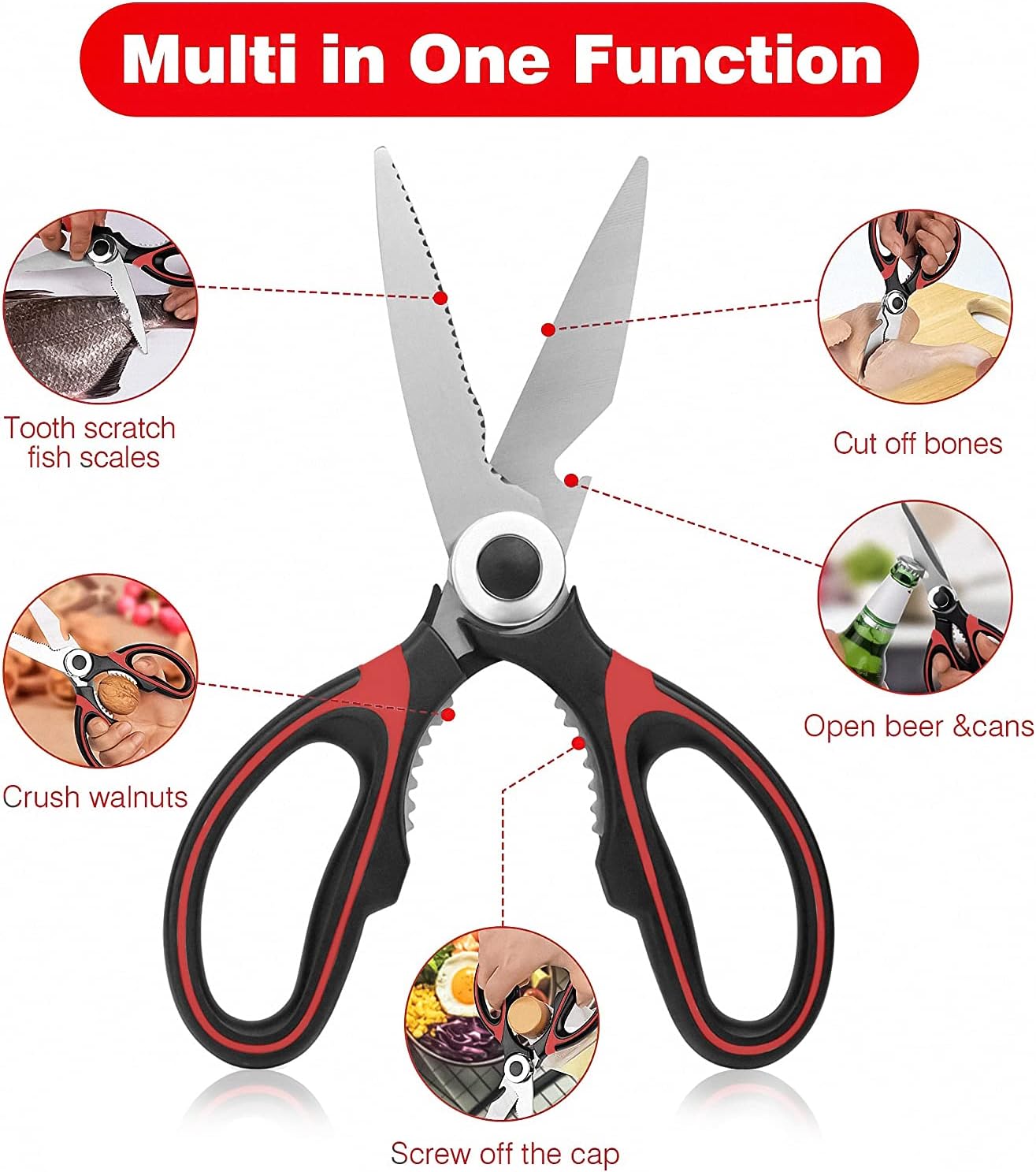 Heavy Duty Kitchen Shears with Protective Sheath Kitchen Meat Scissors, Dishwasher Safe Cooking Scissors for V1258-DP02-B-277
