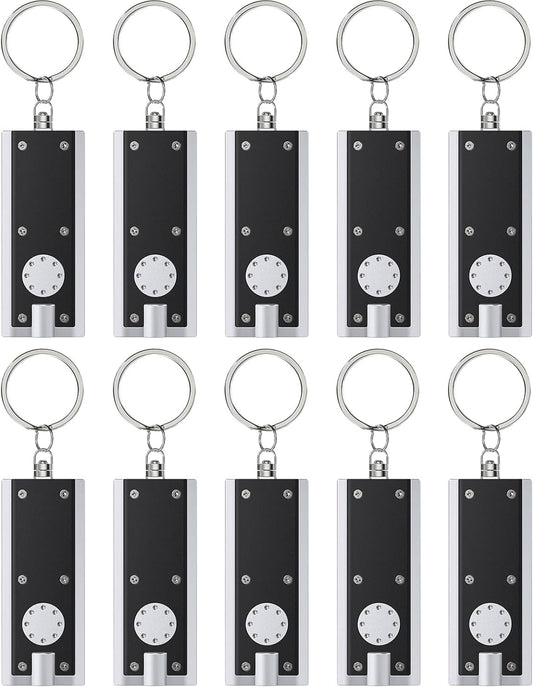 10 Pack Mini LED Keychain Flashlight 12 Lumen Portable Ultra Bright Light Battery Powered Flat Black Torch V1258-DP02-B-2772