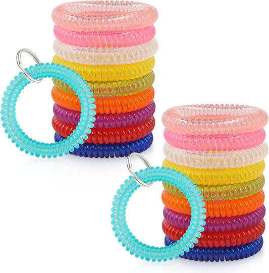 10 Color Wristlet Keychain Flexible Plastic Spring Spiral Coil Key Holder with Key Ring Chain V1258-DP02-B-2774