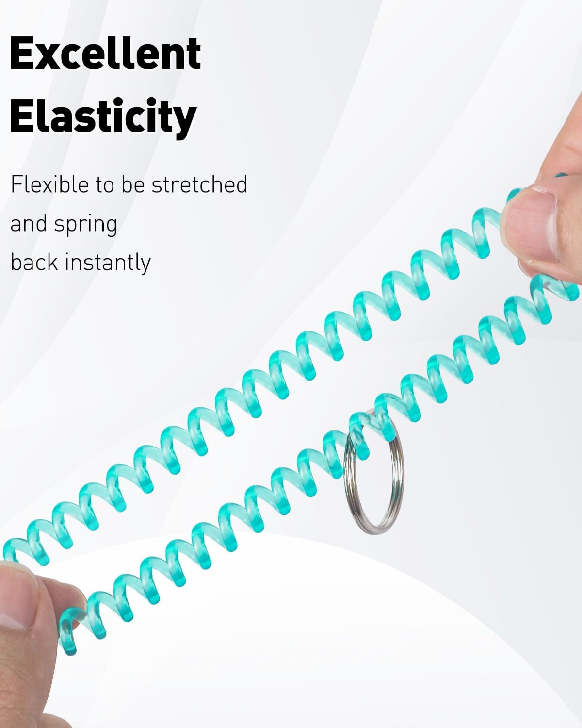 10 Color Wristlet Keychain Flexible Plastic Spring Spiral Coil Key Holder with Key Ring Chain V1258-DP02-B-2774