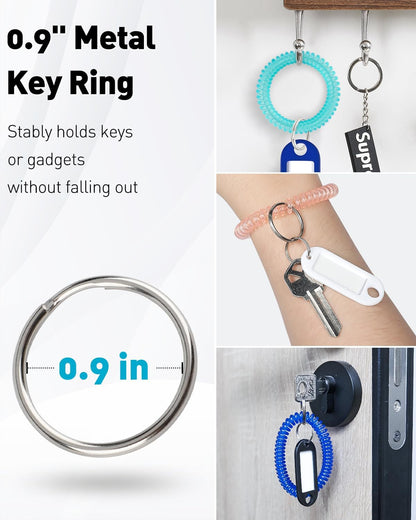 10 Color Wristlet Keychain Flexible Plastic Spring Spiral Coil Key Holder with Key Ring Chain V1258-DP02-B-2774