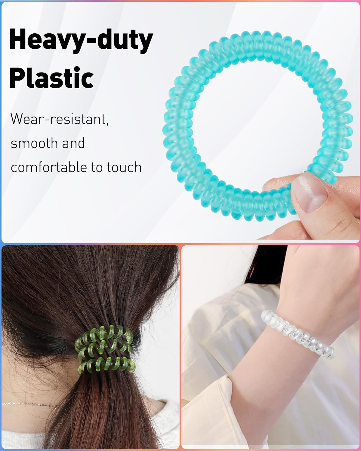10 Color Wristlet Keychain Flexible Plastic Spring Spiral Coil Key Holder with Key Ring Chain V1258-DP02-B-2774
