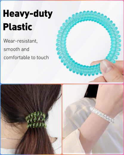 10 Color Wristlet Keychain Flexible Plastic Spring Spiral Coil Key Holder with Key Ring Chain V1258-DP02-B-2774