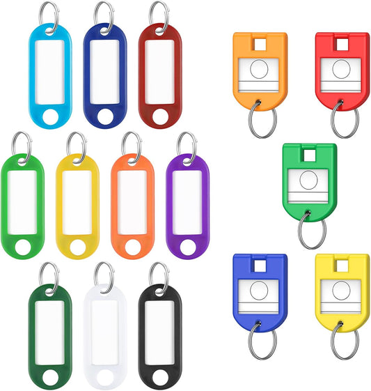 2 Inch Tough Plastic Key Tag in 10 Assorted Colors Item Identifiers Markers with Blank Paper Labels and 20 V1258-DP02-B-2781