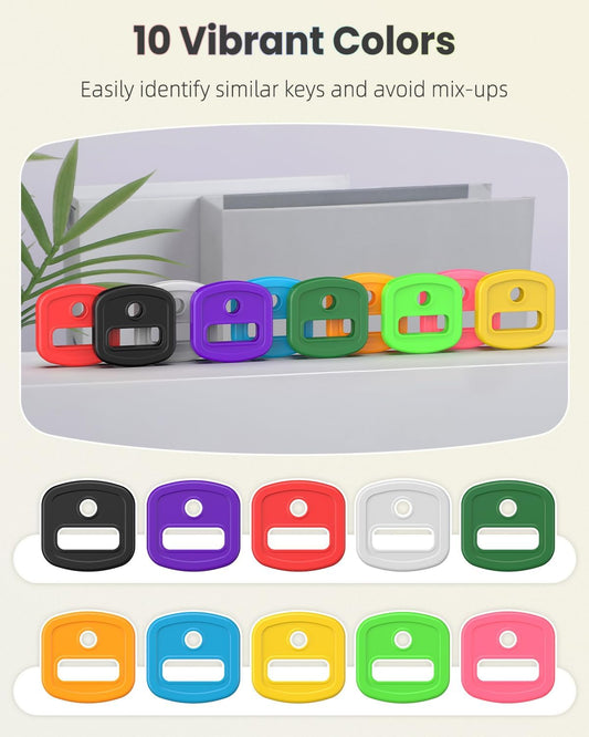 2 Style 34 Pcs Key Covers Caps, 1" Key Identifiers with Labels and 0.9 Inch Round Set, Soft Stretchy Key V1258-DP02-B-2785