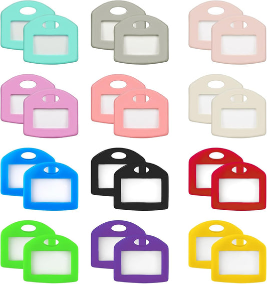 24 Pcs Key Cap Tags 1 Inch Key Covers Protectors with Blank Paper Labels and Clear Windows Soft Key V1258-DP02-B-2786