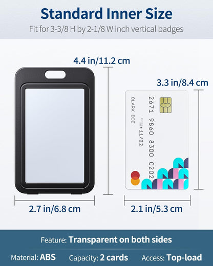 3 Pack ID Badge Holder Vertical with Double-Sided Windows and 2 Pack Metal Retractable Keychain Heavy Duty V1258-DP02-B-2790
