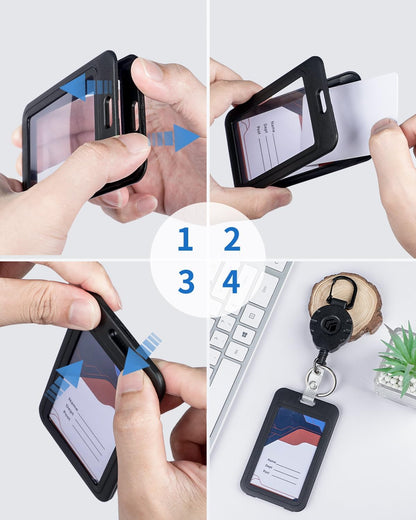 Heavy Duty Retractable Keychain with Magnetic Closure Retractable Badge Reel with 3 Pack ID Badge Holder with V1258-DP02-B-2799