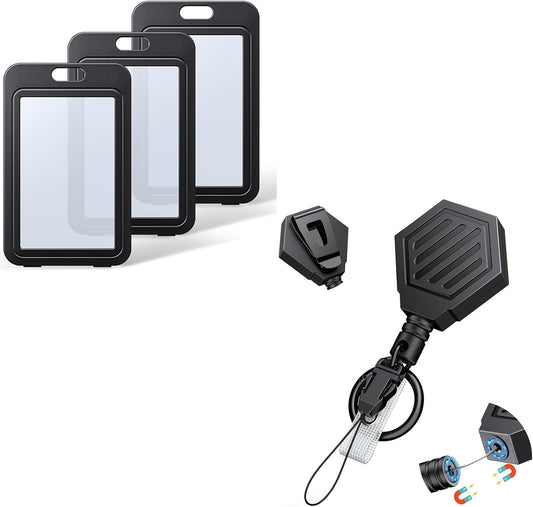 Heavy Duty Retractable Keychain with Magnetic Closure Retractable Badge Reel for up to 16 oz with 3 Pack ID V1258-DP02-B-2808