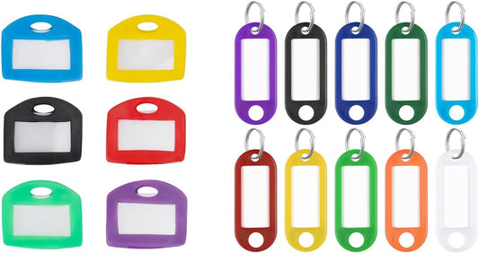 40 Pack Tough Plastic Key Tags with Split Ring Label Window in 10 Colors and 24 Pcs 1 Inch Key Covers V1258-DP02-B-2813