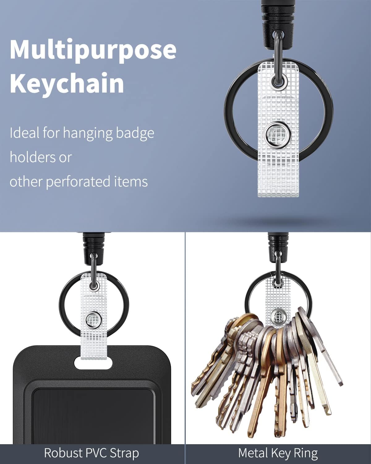 3 Pack Sliding Badge Holder Vertical Plastic Case and 2 Pack Retractable Keychain Badge Reel for up to 8 oz V1258-DP02-B-2816