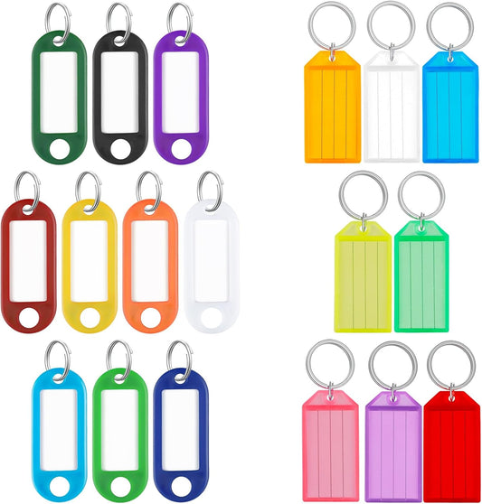 60 Pack Tough Plastic Key Tags with Split Ring Label Window, Assorted Colors V1258-DP02-B-2819